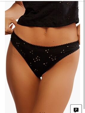 Free People Homegrown Thong in Black size Small NWT